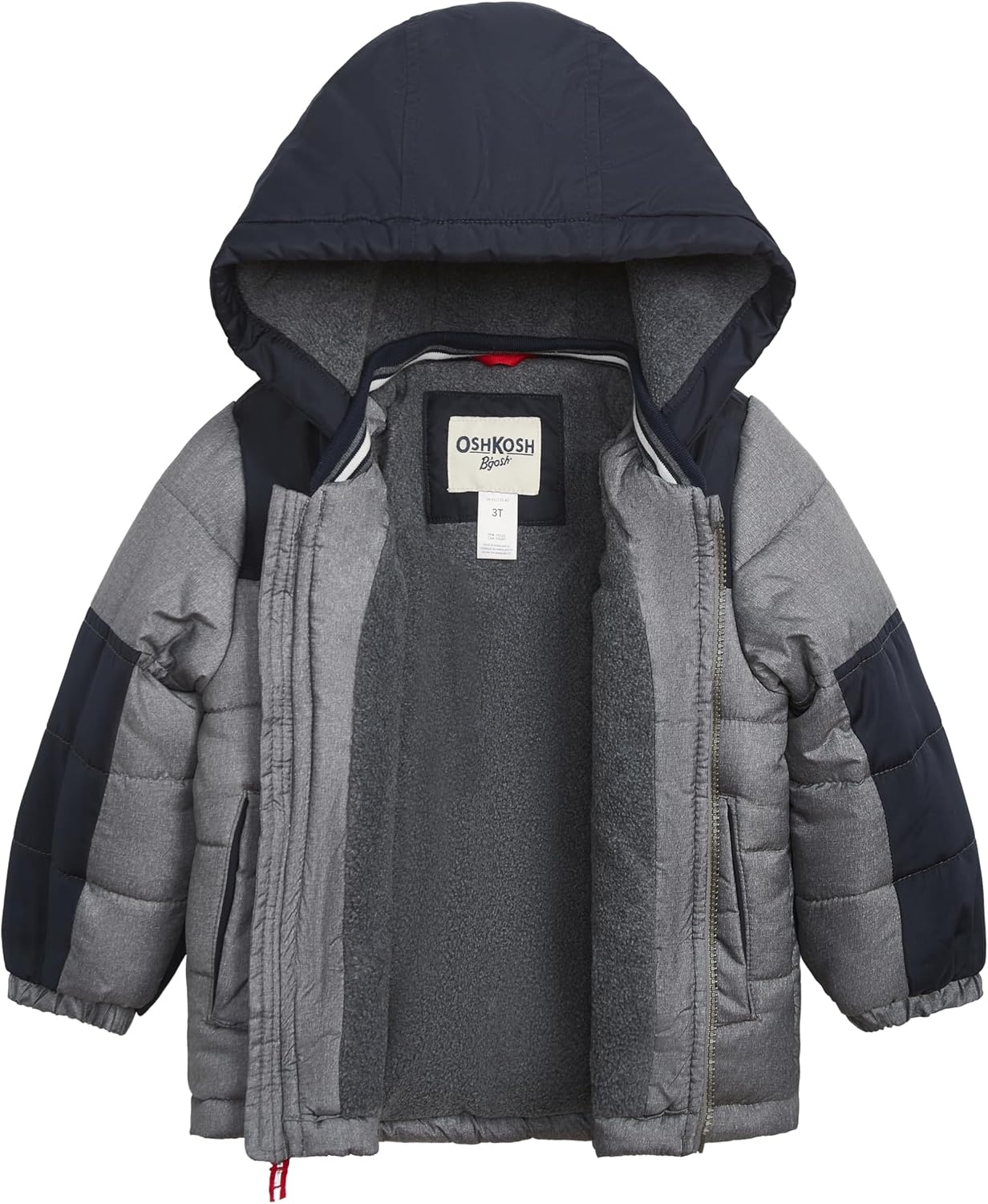 image:imageOSHKOSH BGOSH Boys Fleecelined Hooded Puffer Jacket Winter CoatGrey