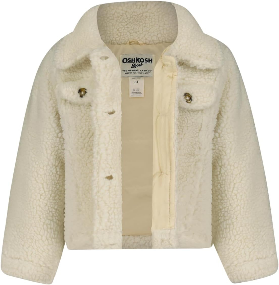 image:imageOSHKOSH BGOSH Girls Midweight Sherpa Buttonfront JacketIvory