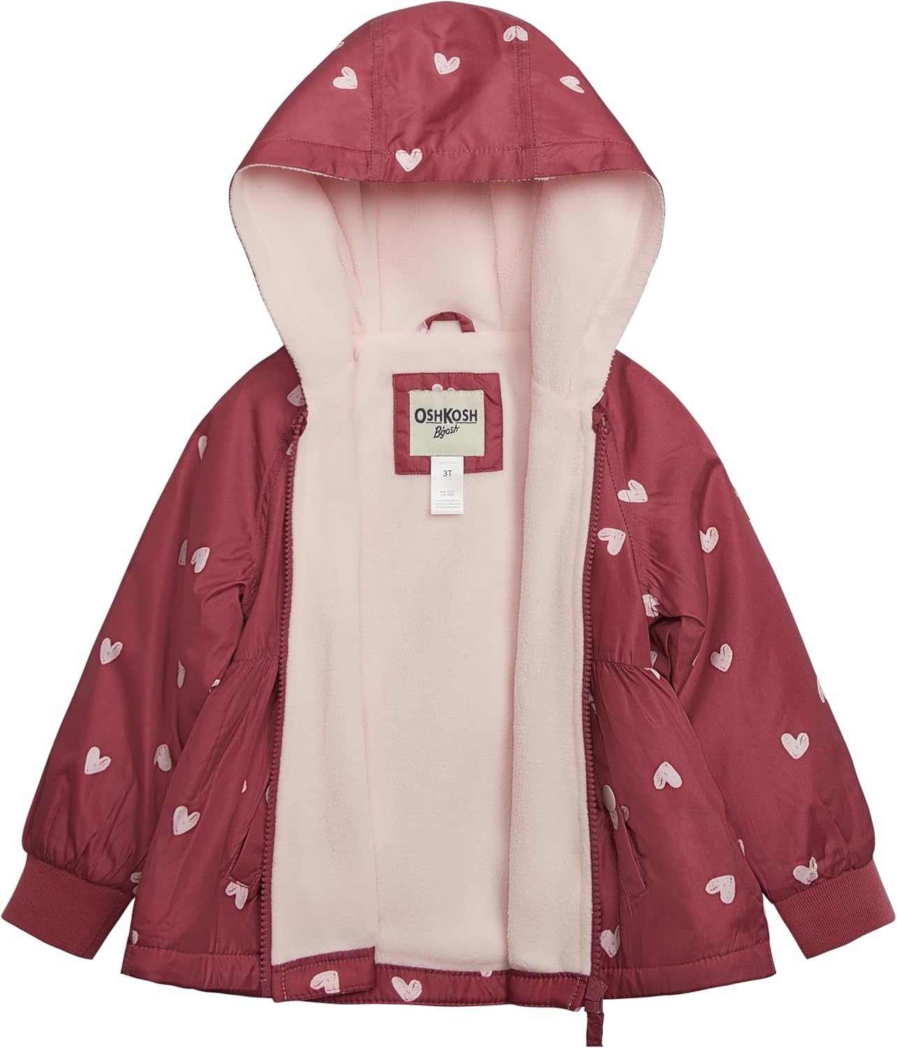 image:imageOSHKOSH BGOSH Girls Midweight Waterresistant Hooded Peplum JacketHeart Prt