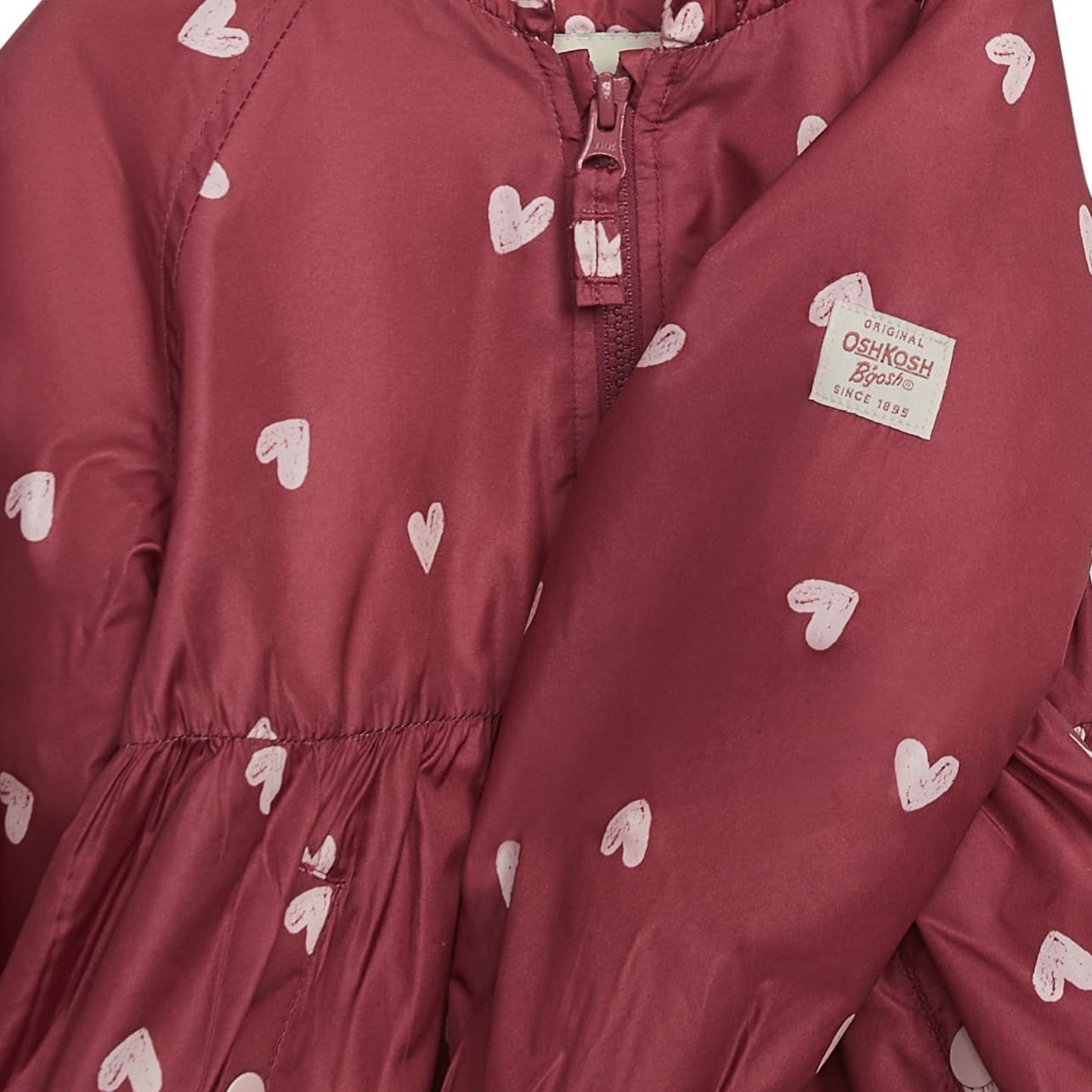 image:imageOSHKOSH BGOSH Girls Midweight Waterresistant Hooded Peplum JacketHeart Prt