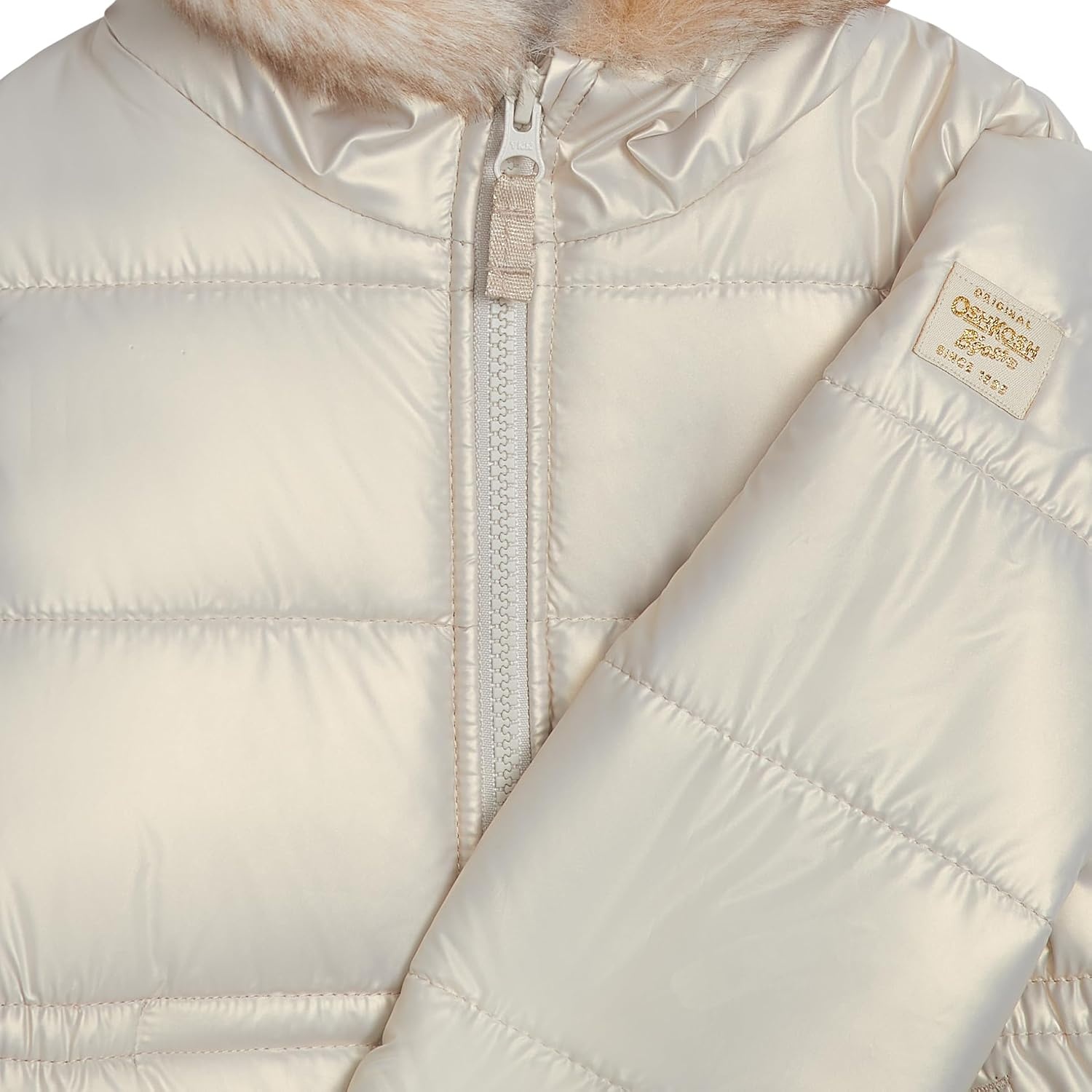 image:imageOSHKOSH BGOSH Girls Warm Winter Parka Coat With Faux Fur Sherpalined HoodKhaki