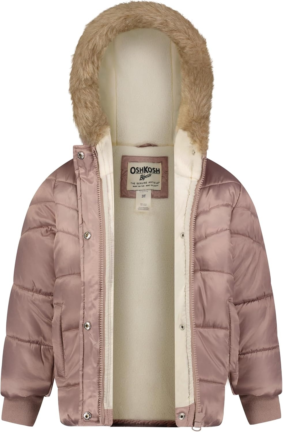 image:imageOSHKOSH BGOSH Girls Warm and Cozy Heavyweight Hooded Puffer JacketMauve