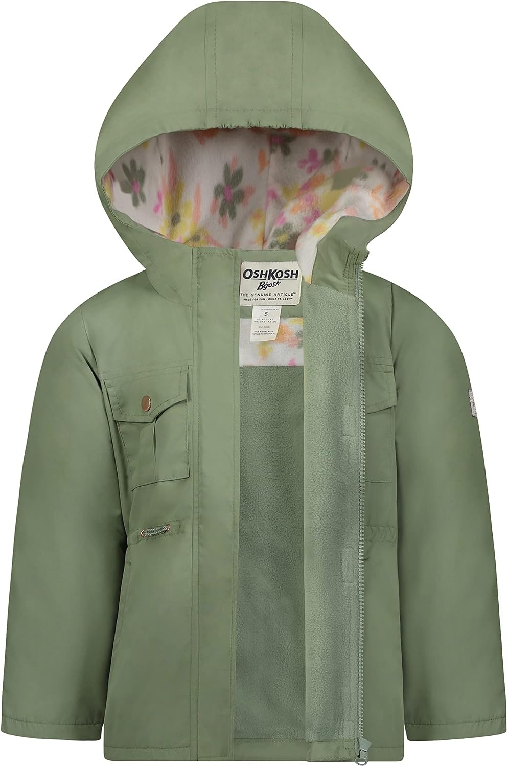 image:imageOSHKOSH BGOSH girls Midweight Fleece Lined Windbreaker JacketOlive Drab