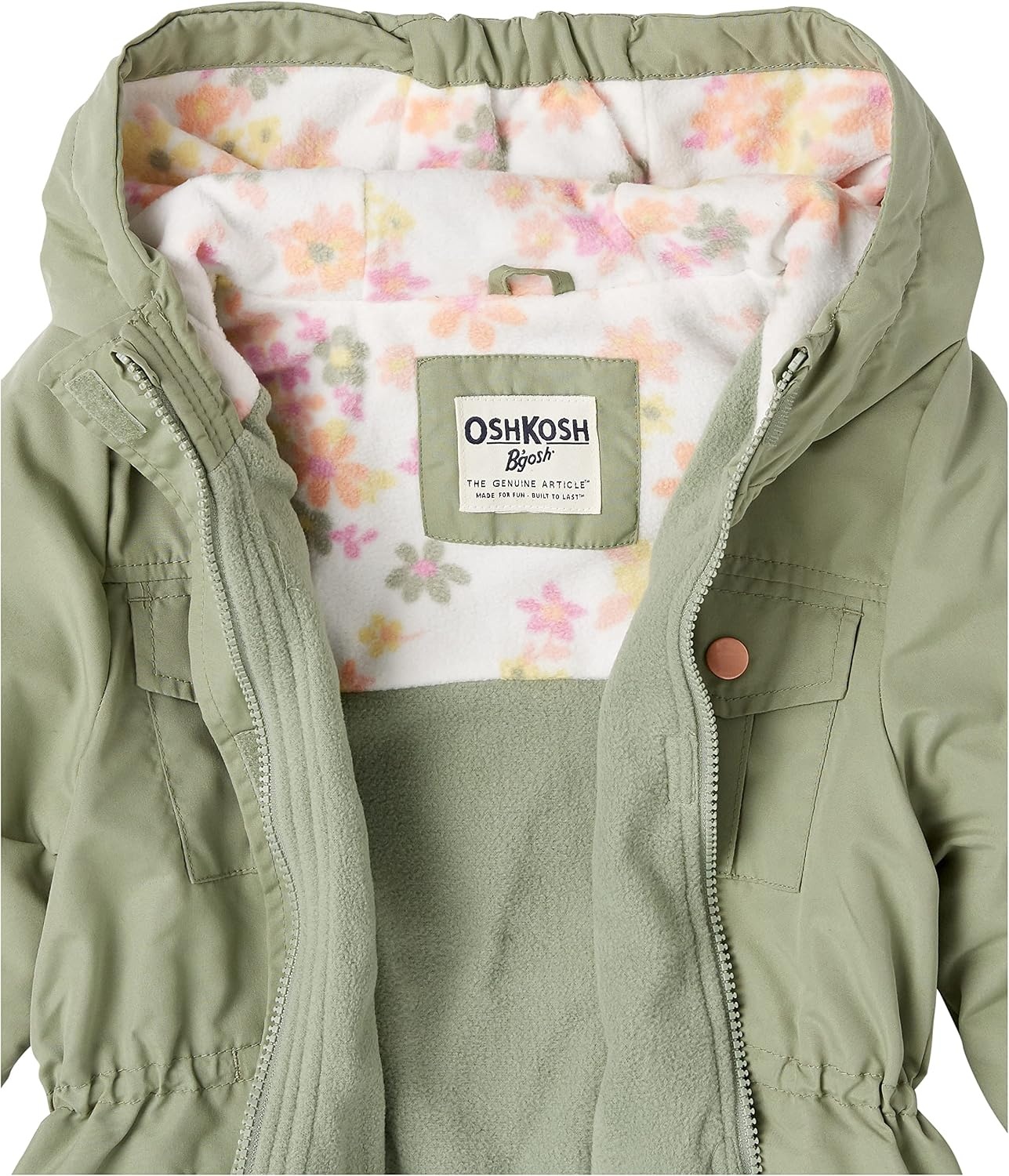 image:imageOSHKOSH BGOSH girls Midweight Fleece Lined Windbreaker JacketOlive Drab