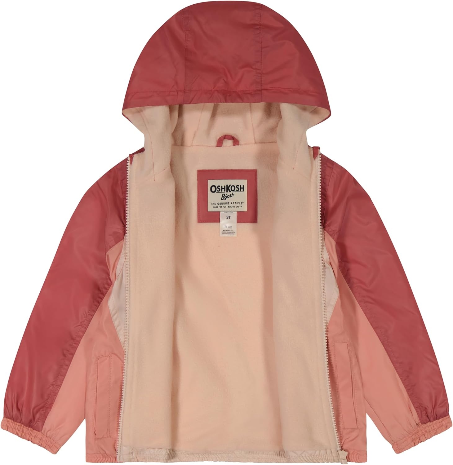 image:imageOSHKOSH BGOSH girls Midweight Fleece Lined Windbreaker JacketPink Colorblock