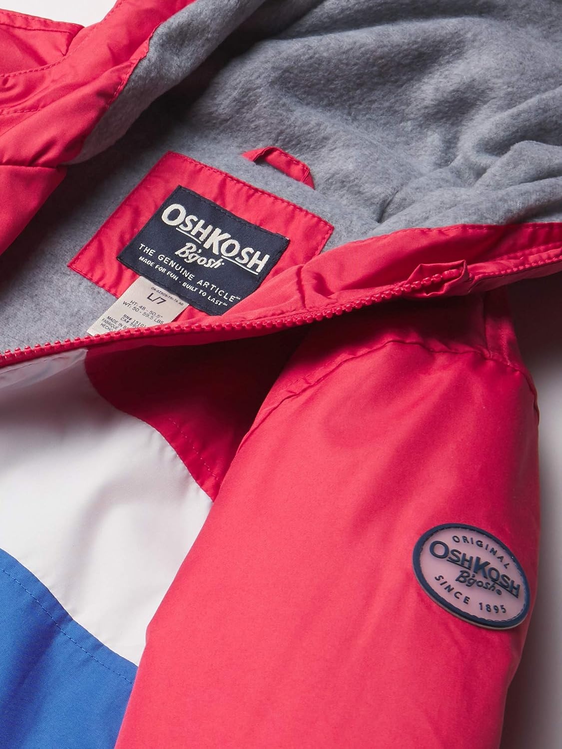 image:imageOsh Kosh boys Midweight Fleece Lined Windbreaker JacketTransitional JacketRed White Blue
