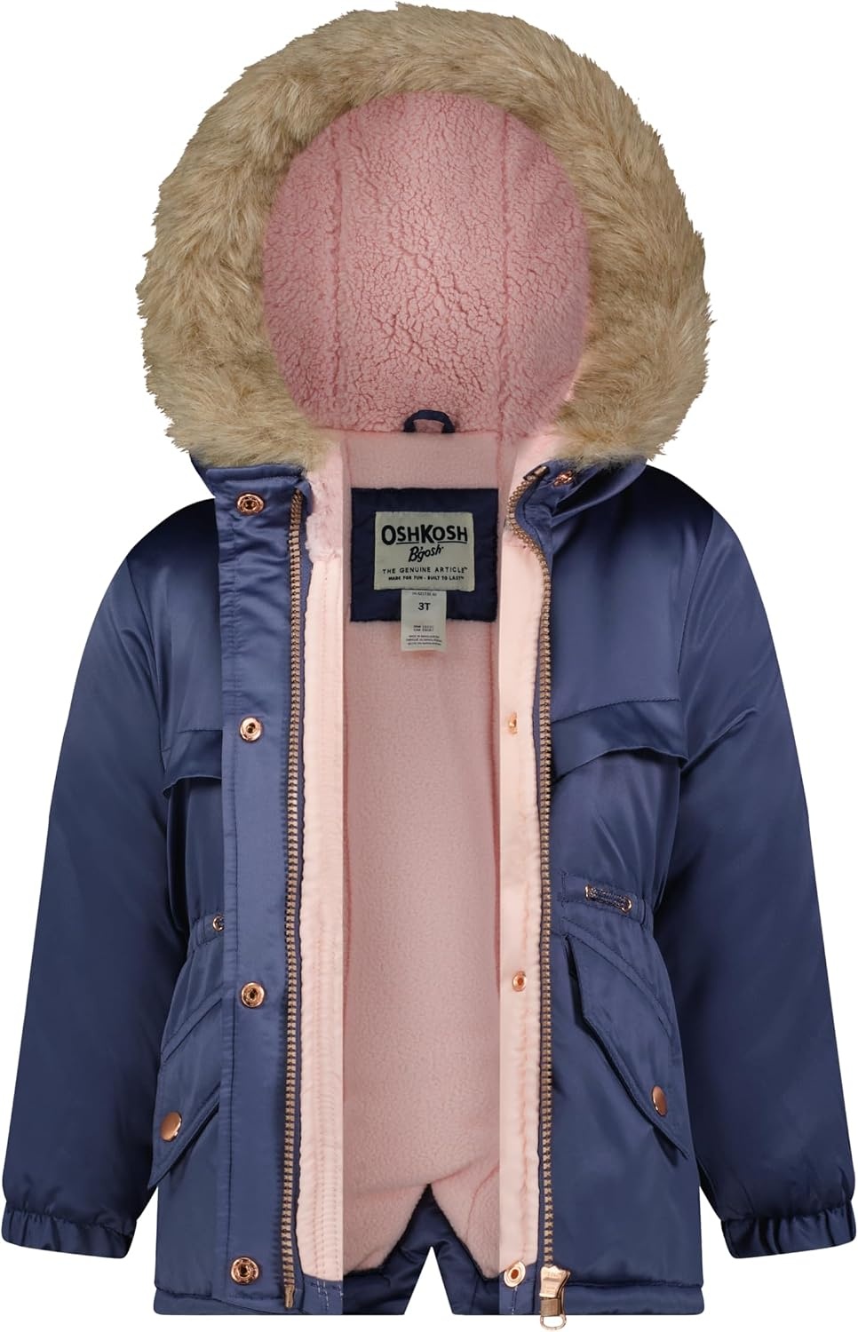 image:imageOshKosh Bgosh Girls Heavyweight Faux Fur Hooded Parka Warm Winter CoatNavy