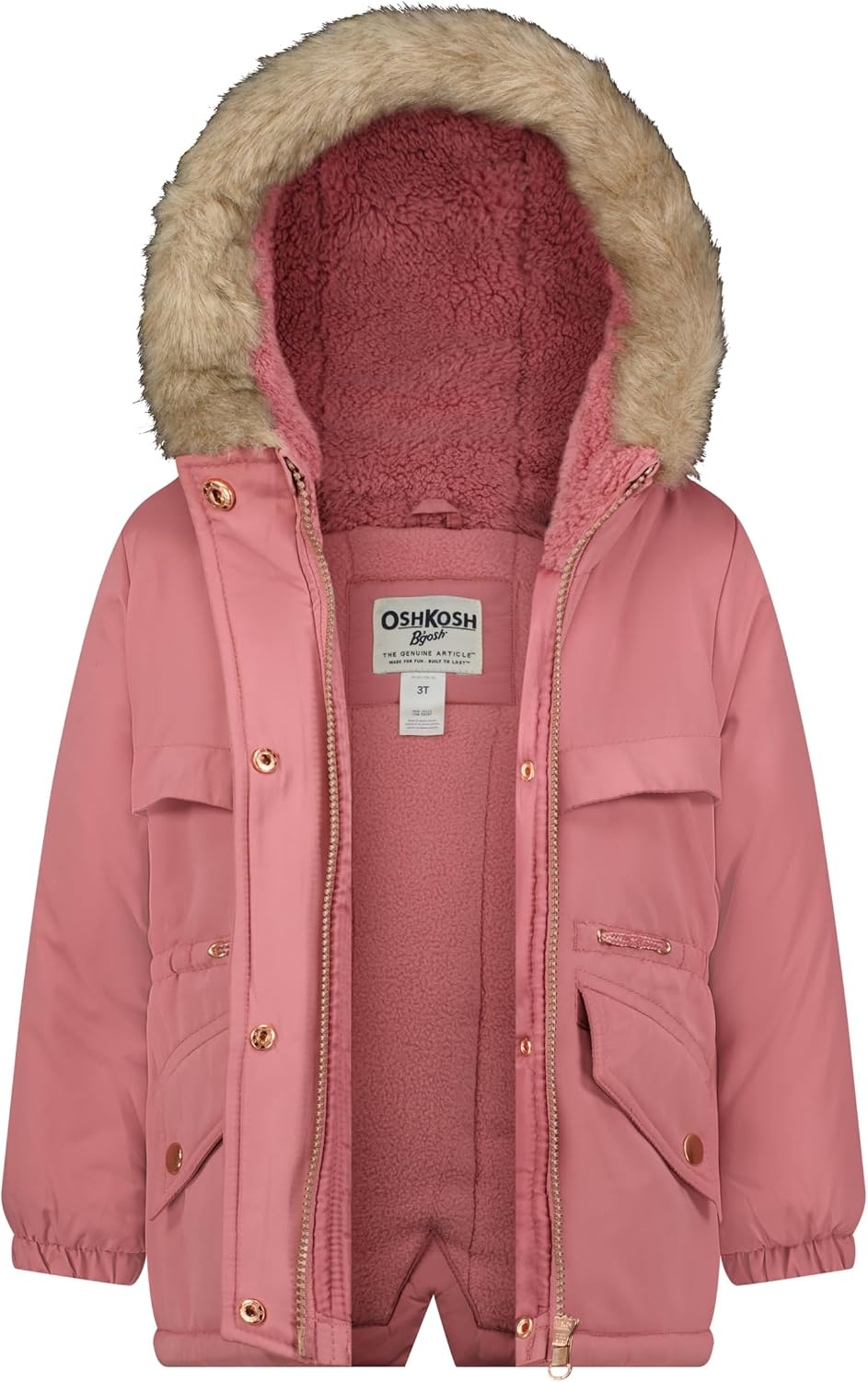 image:imageOshKosh Bgosh Girls Heavyweight Faux Fur Hooded Parka Warm Winter CoatRose
