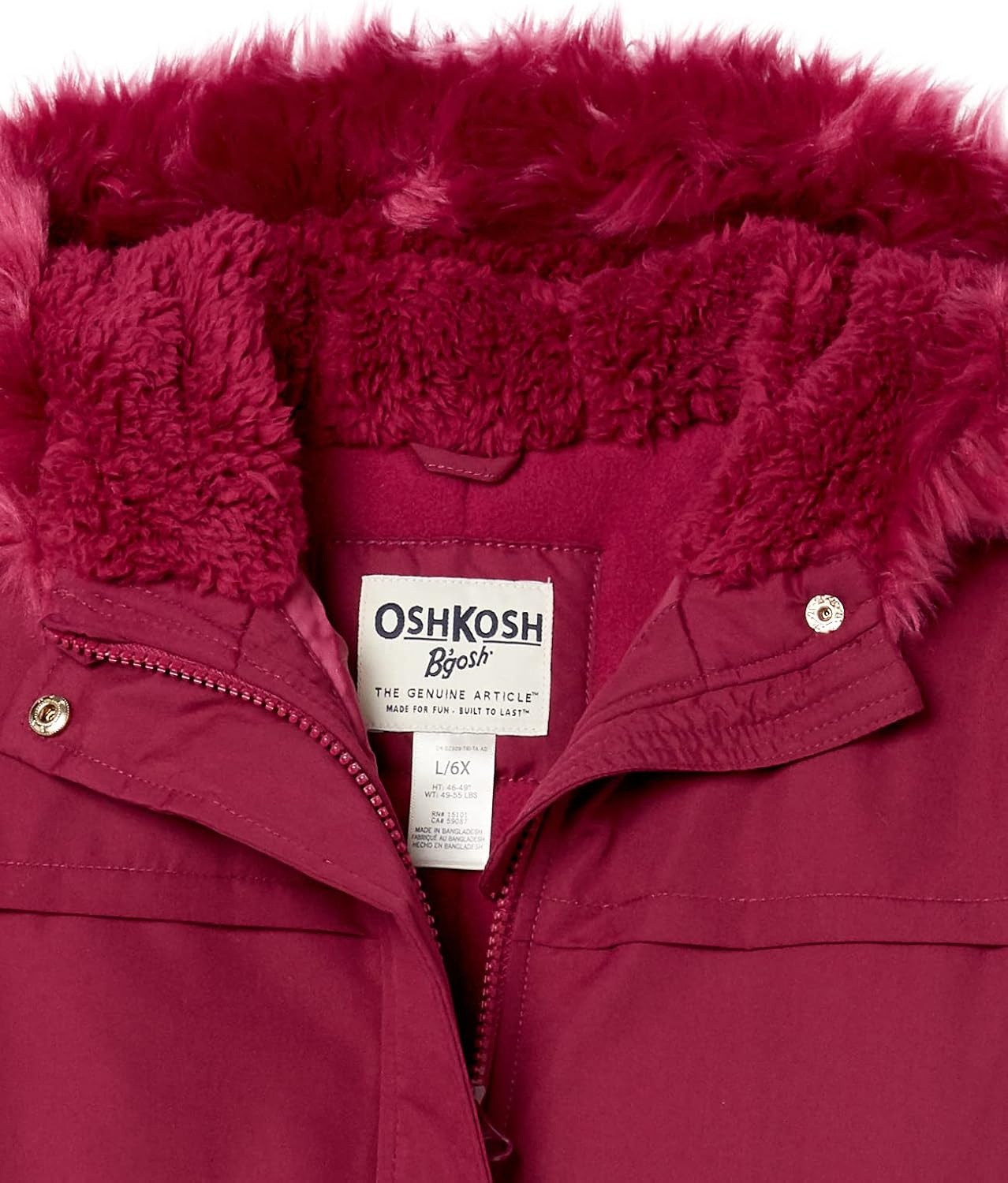 image:imageOshKosh Bgosh Girls Heavyweight Faux Fur Hooded Parka Warm Winter CoatScarlet