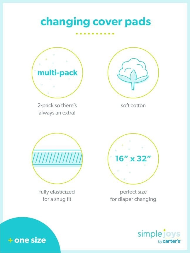 image:imageSimple Joys by Carters Baby 2Pack Cotton Changing Pad CoversWhite StarsStripe