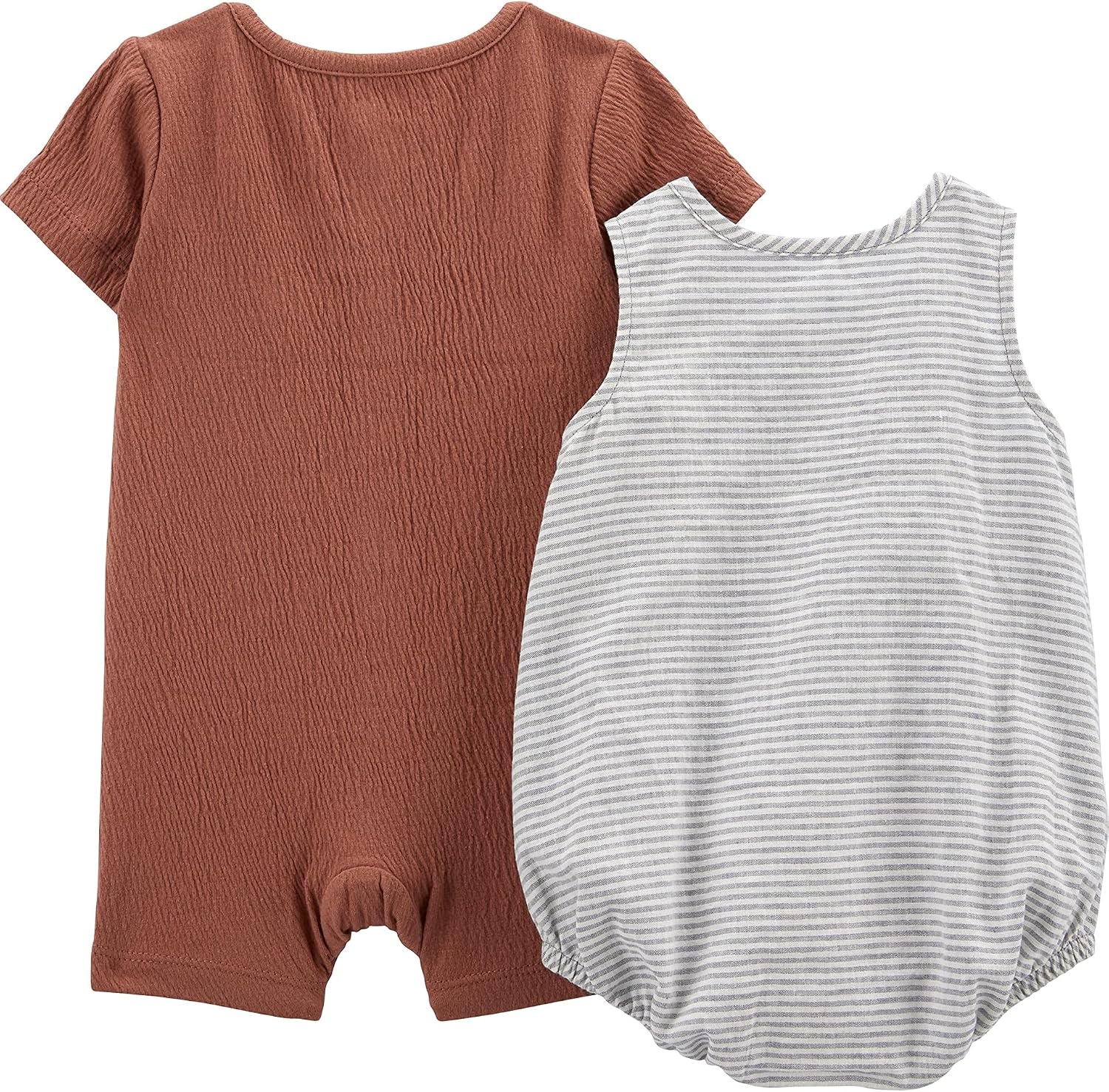 image:imageSimple Joys by Carters Baby Boys Button Rompers Pack of 2BrownGrey Stripe