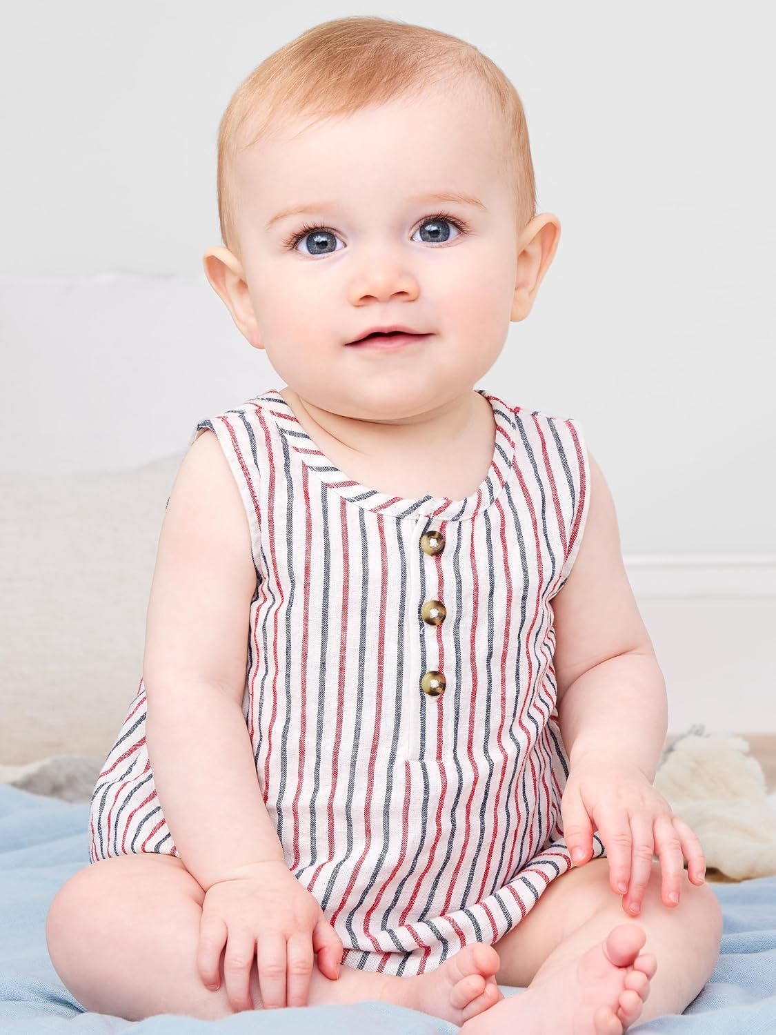 image:imageSimple Joys by Carters Baby Boys Button Rompers Pack of 2NavyRed Stripe