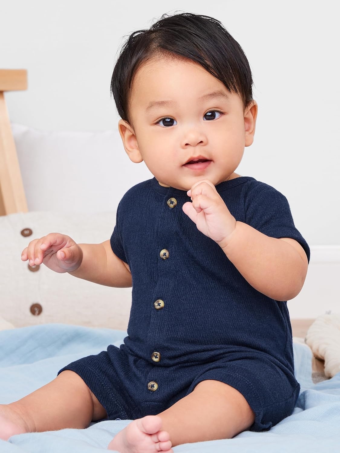 image:imageSimple Joys by Carters Baby Boys Button Rompers Pack of 2NavyRed Stripe
