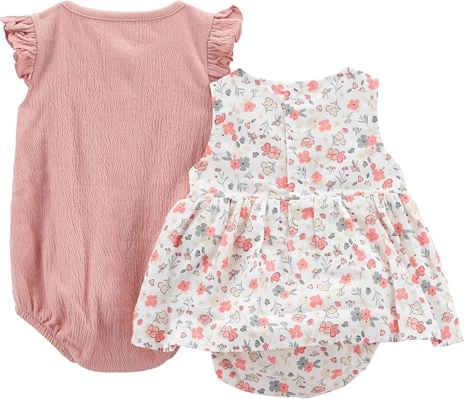 image:imageSimple Joys by Carters Baby Girls 2pack Sleeveless RompersPeachWhite Floral