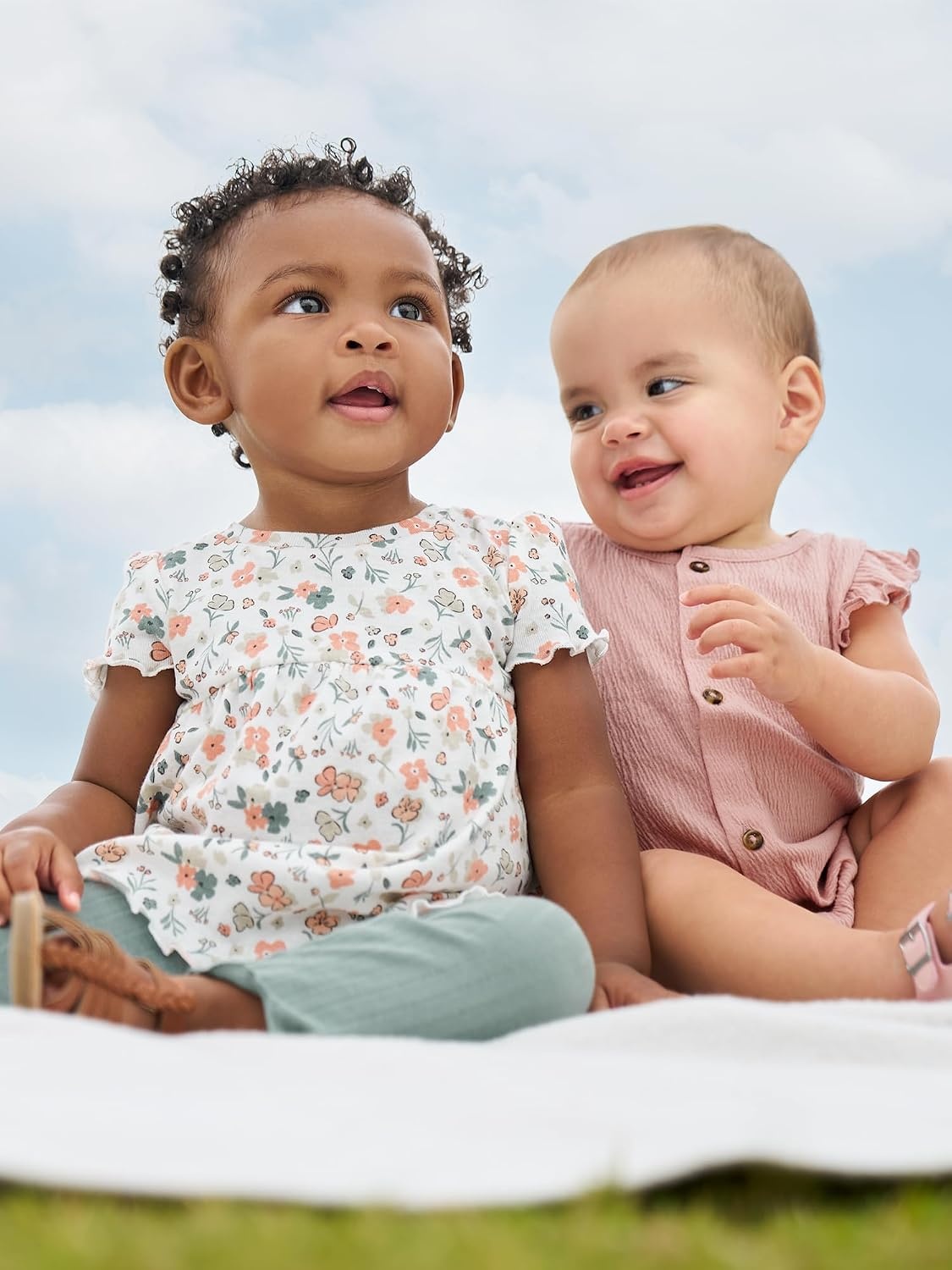 image:imageSimple Joys by Carters Baby Girls 2pack Sleeveless RompersPeachWhite Floral