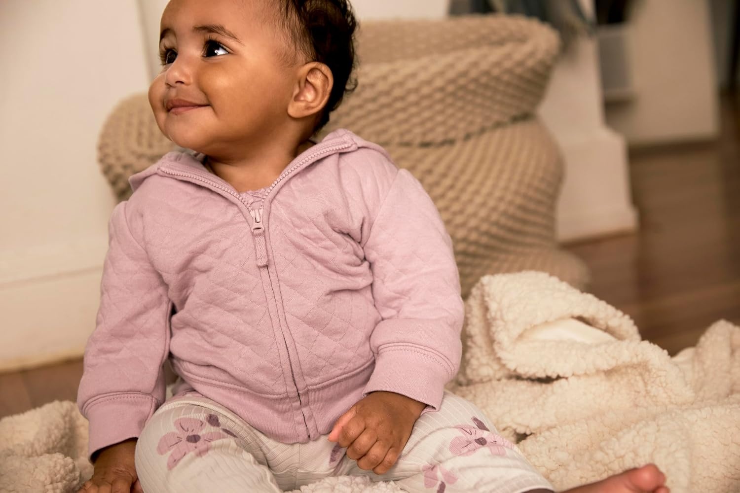 image:imageSimple Joys by Carters Baby Girls 4piece Jacket Pant and Bodysuit SetWhite Ground Floral