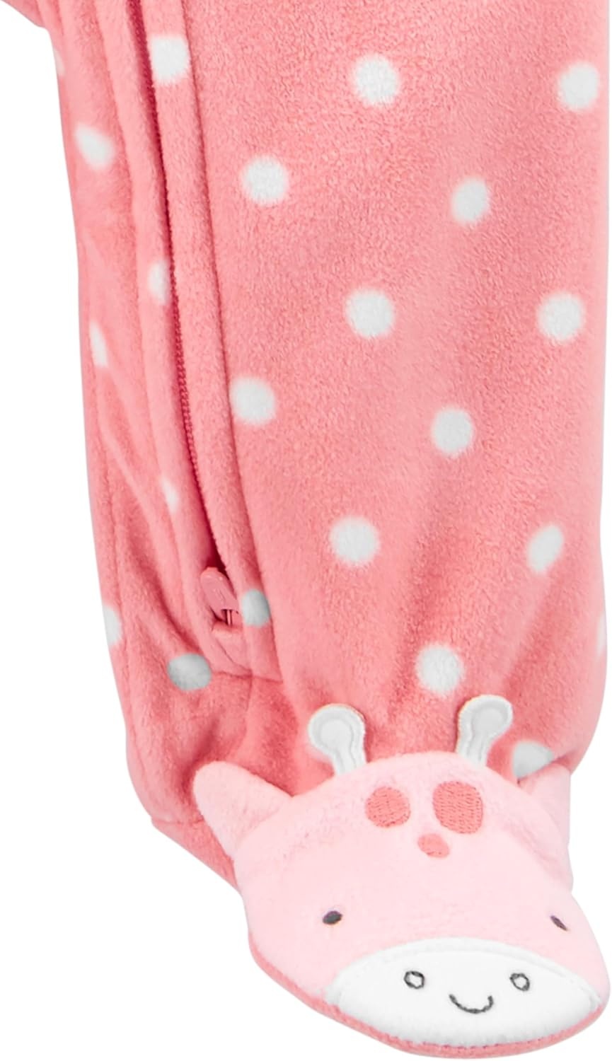 image:imageSimple Joys by Carters Baby Girls Cotton and Fleece Footed Sleep and Play Pack of 2Charcoal Forest AnimalsLight Pink Dots