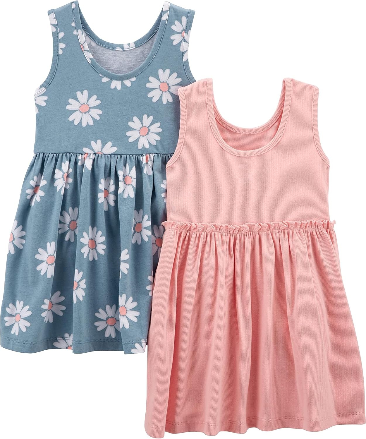 image:imageSimple Joys by Carters Baby Girls Shortsleeve and Sleeveless Dress Sets Pack of 2Dusty Blue FloralPink
