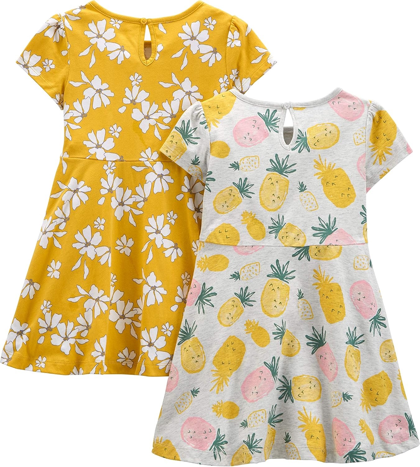 image:imageSimple Joys by Carters Baby Girls Shortsleeve and Sleeveless Dress Sets Pack of 2Grey PineappleMustard Yellow Flowers