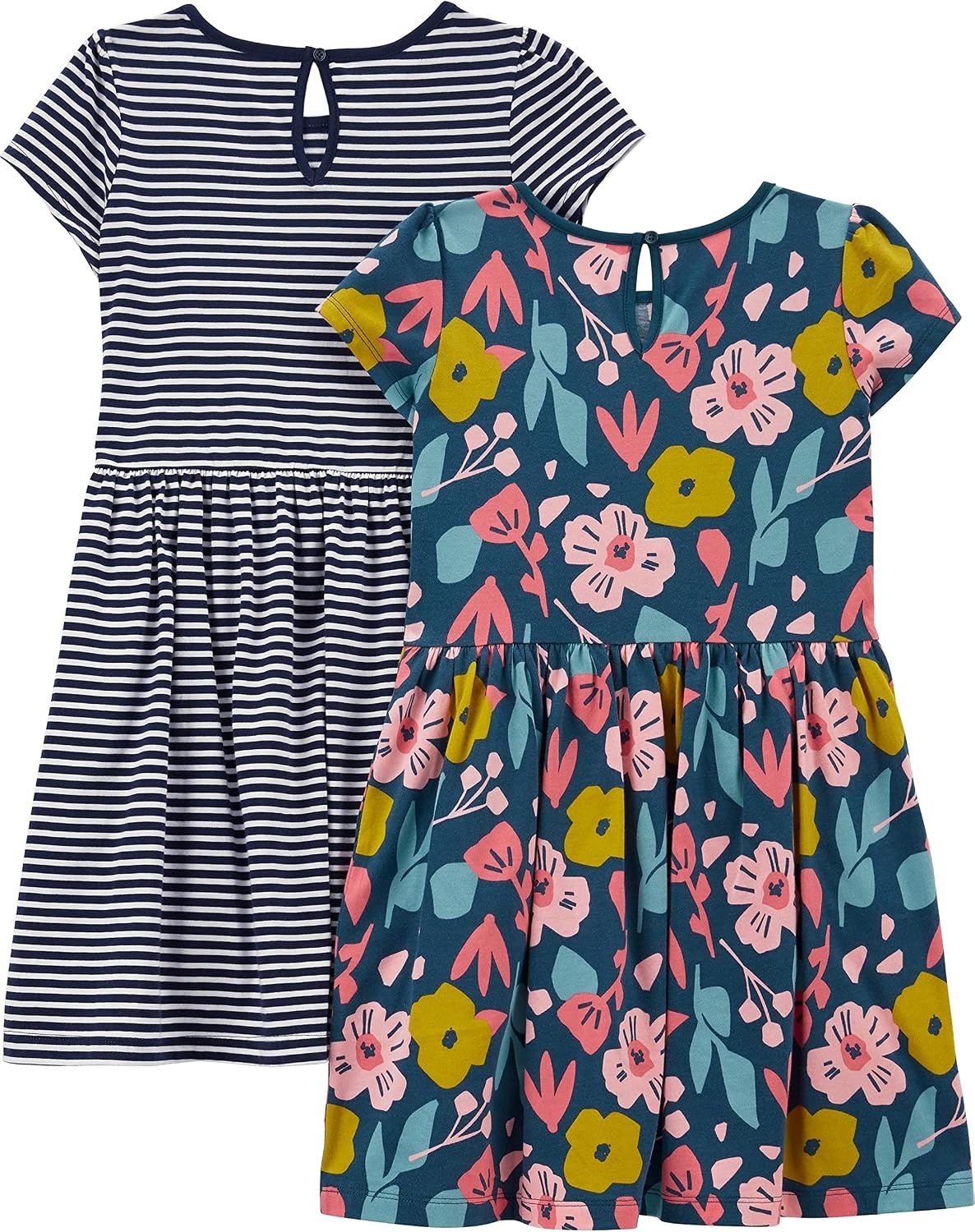 image:imageSimple Joys by Carters Baby Girls Shortsleeve and Sleeveless Dress Sets Pack of 2Indigo FloralWhite Stripe