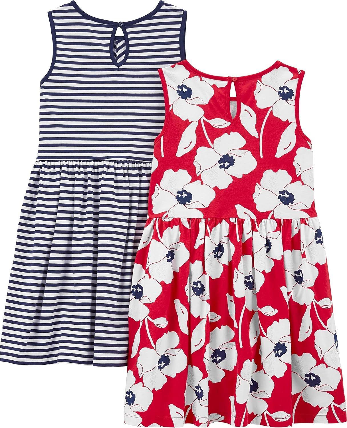 image:imageSimple Joys by Carters Baby Girls Shortsleeve and Sleeveless Dress Sets Pack of 2Navy StripeRed Poppy Print