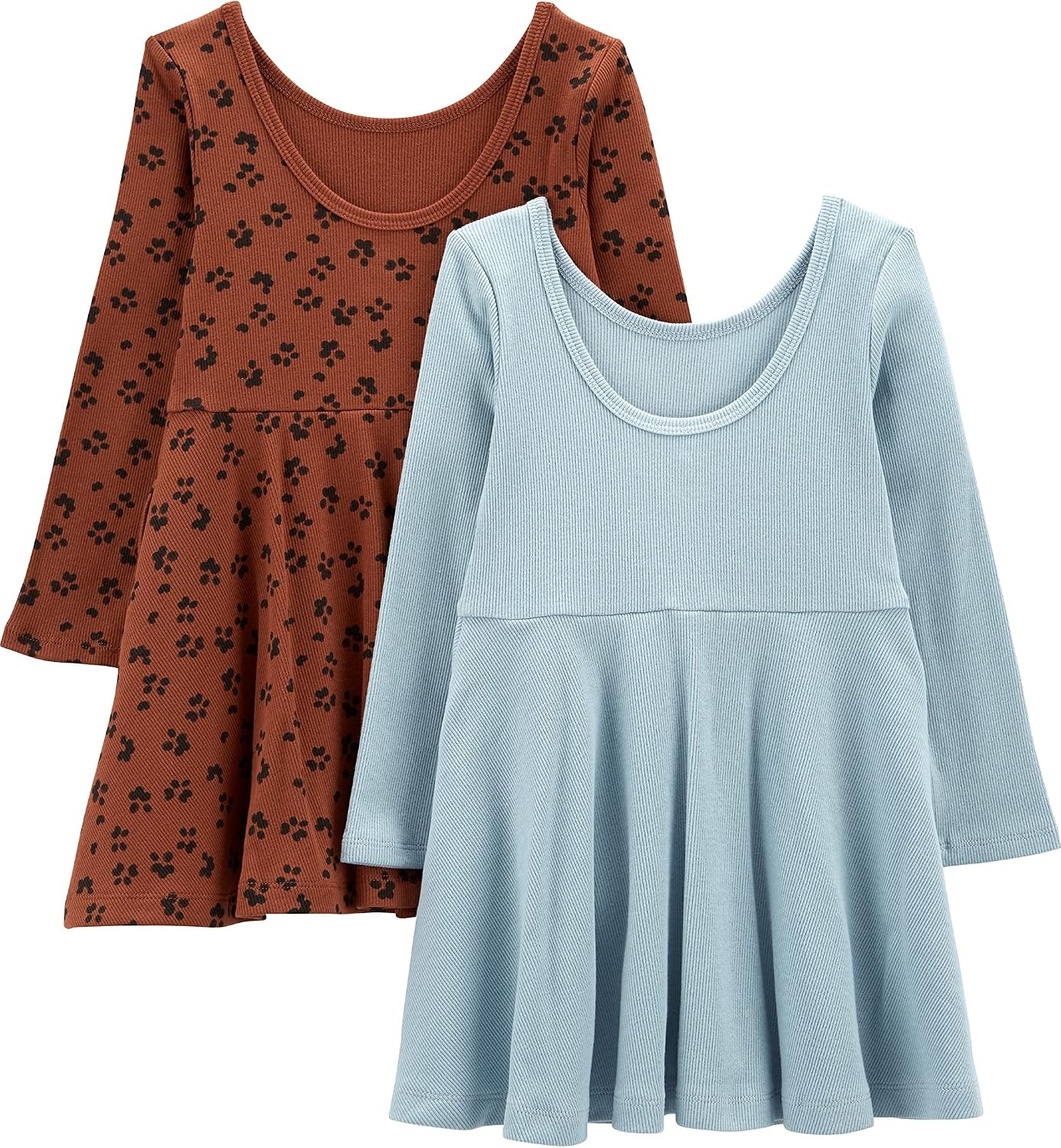 image:imageSimple Joys by Carters Girls 2Pack LongSleeve Dress SetBrown Animal PrintDusty Blue
