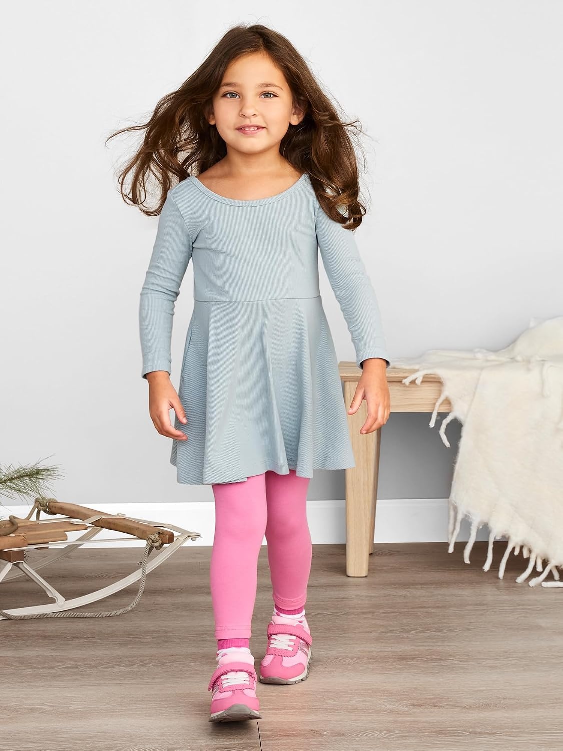 image:imageSimple Joys by Carters Girls 2Pack LongSleeve Dress SetBrown Animal PrintDusty Blue