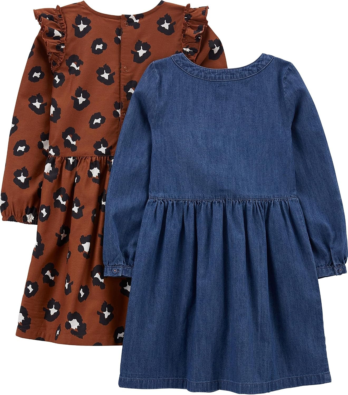 image:imageSimple Joys by Carters Girls 2Pack LongSleeve Dress SetBrown CheetahDark Denim