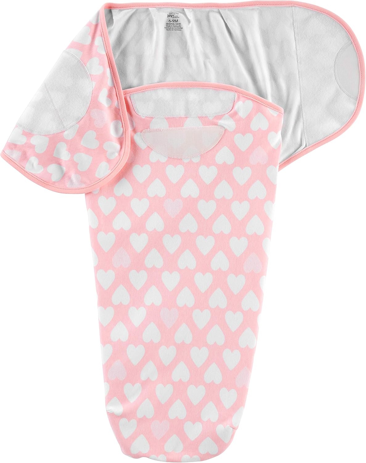 image:imageSimple Joys by Carters Girls 3Pack Cotton Swaddle BlanketsPink HeartsWhite Floral