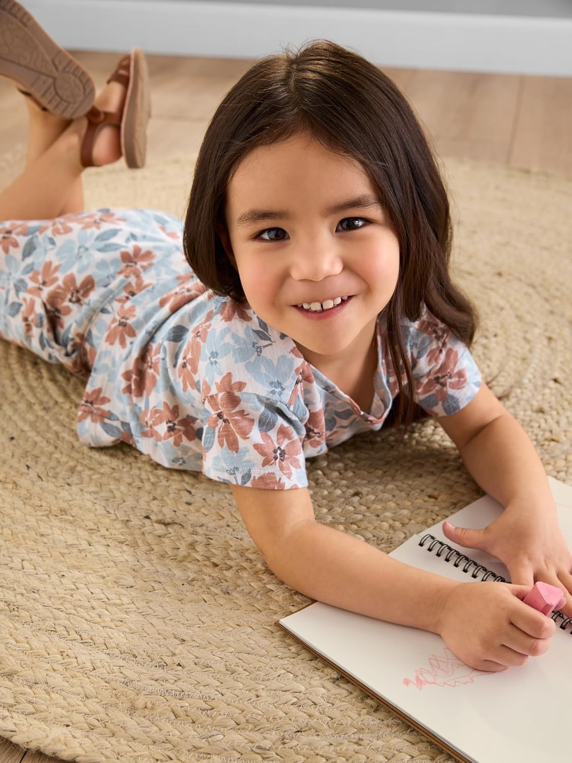 image:imageSimple Joys by Carters Girls 3Pack Knit ShortsLight BlueLight Brown DotsWhite Floral Kid