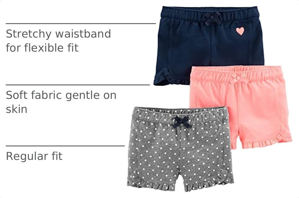 image:imageSimple Joys by Carters Girls 3Pack Knit ShortsPinkGreyNavy