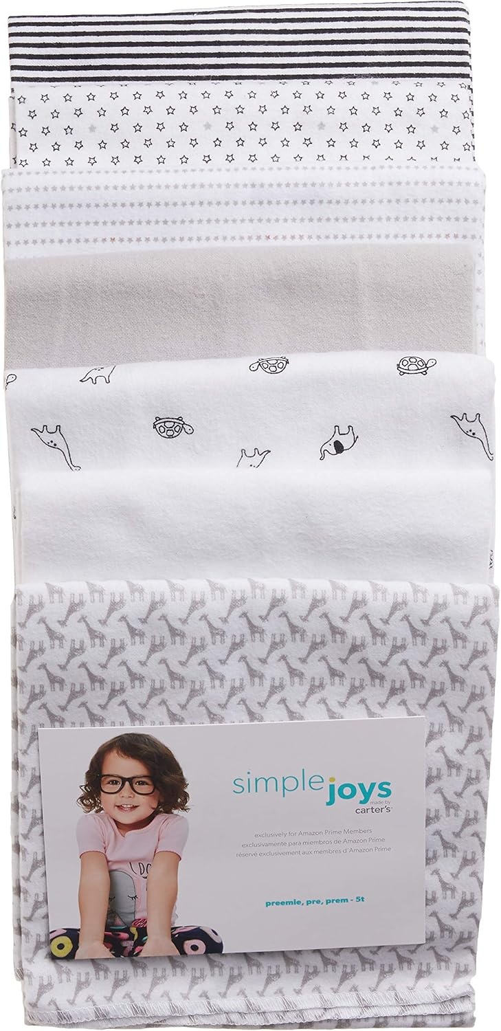 image:imageSimple Joys by Carters Unisex Babies Flannel Receiving Blankets Pack of 7GreyWhiteBlack