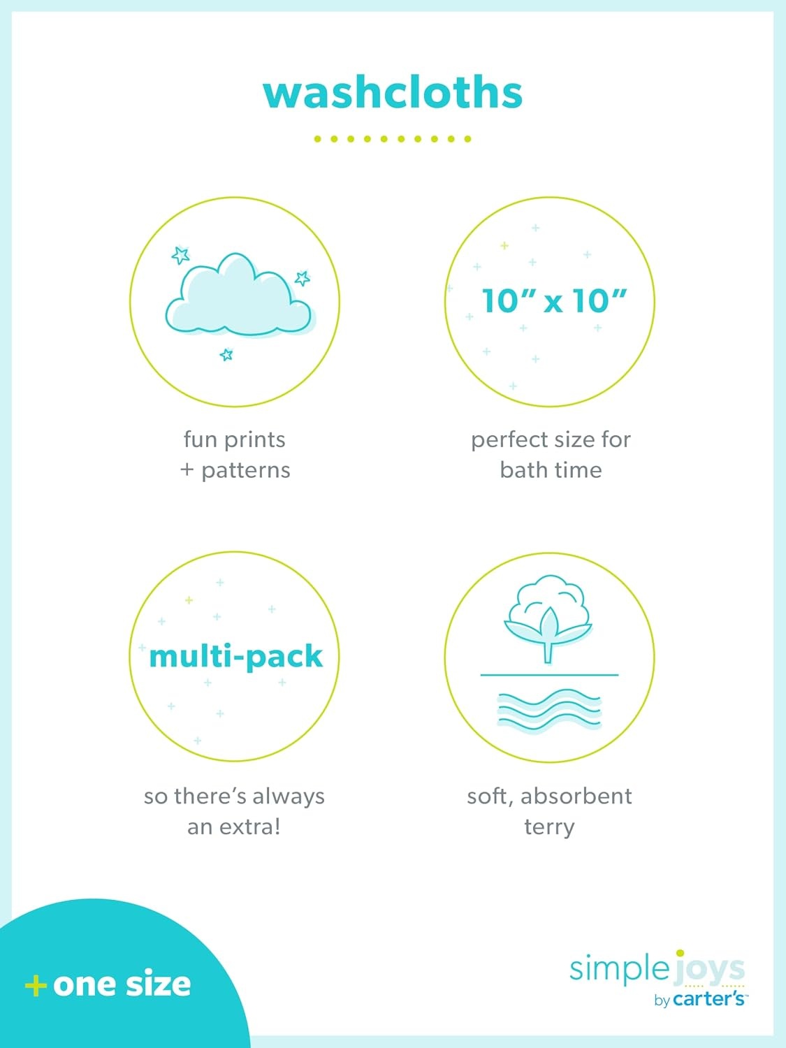 image:imageSimple Joys by Carters Unisex Babies Washcloth Set Pack of 10Multicolor
