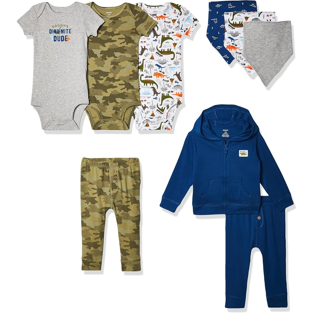 image:imageCarters 9Piece Basic Gift Set ShirtNavy Dino