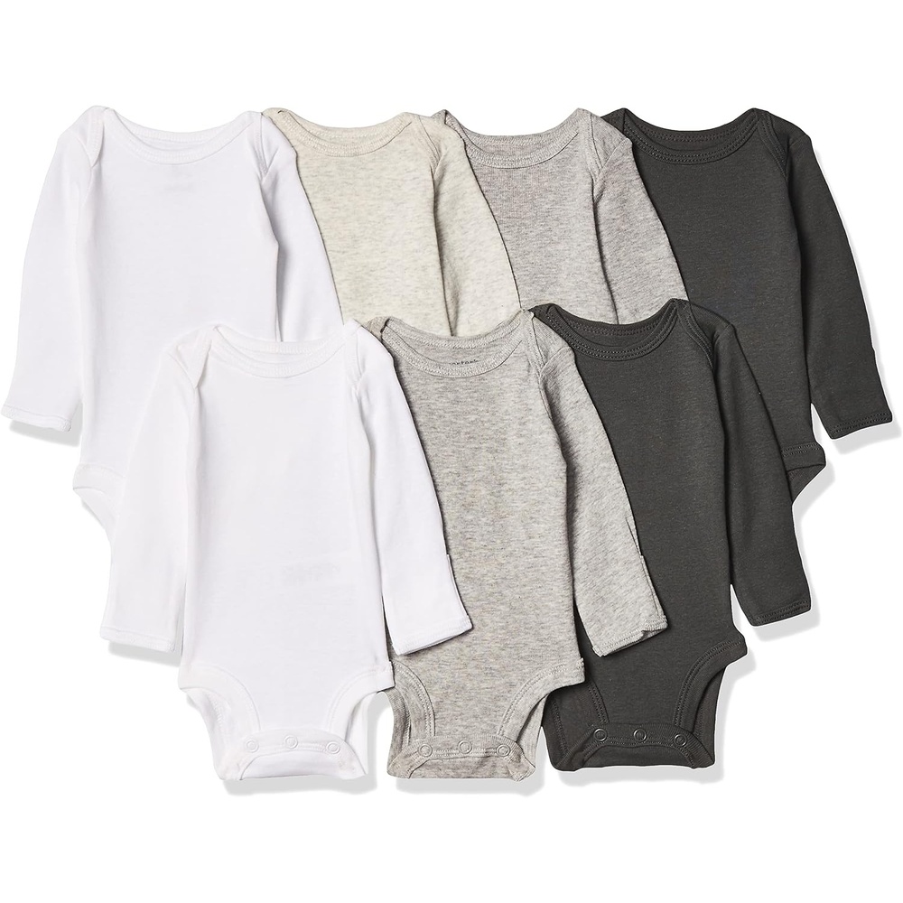 image:imageCarters Baby 7Pack LongSleeve Bodysuits ShirtMultiGrey