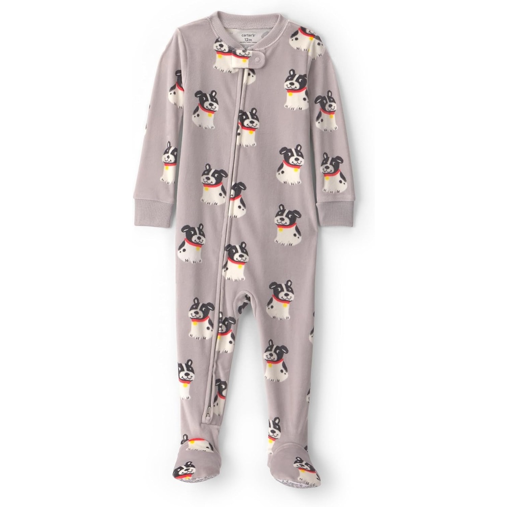 image:imageCarters Baby Boys 1piece Fleece PjGrey Boxer Dog