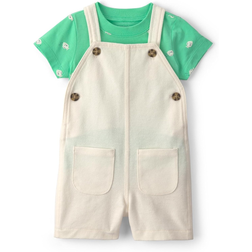 image:imageCarters Baby Boys 2piece Shortall SetIvory