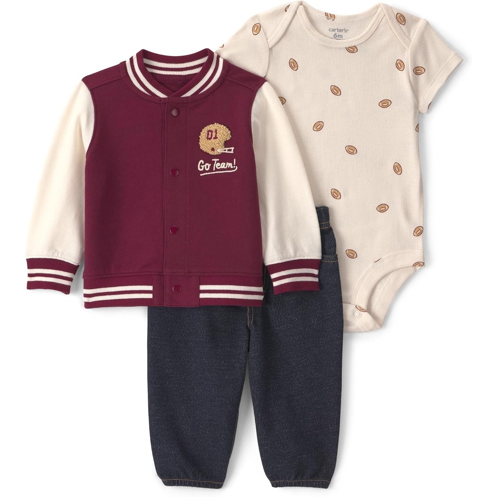 image:imageCarters Baby Boys 3piece Bodysuit Pant SetsRed Go Team