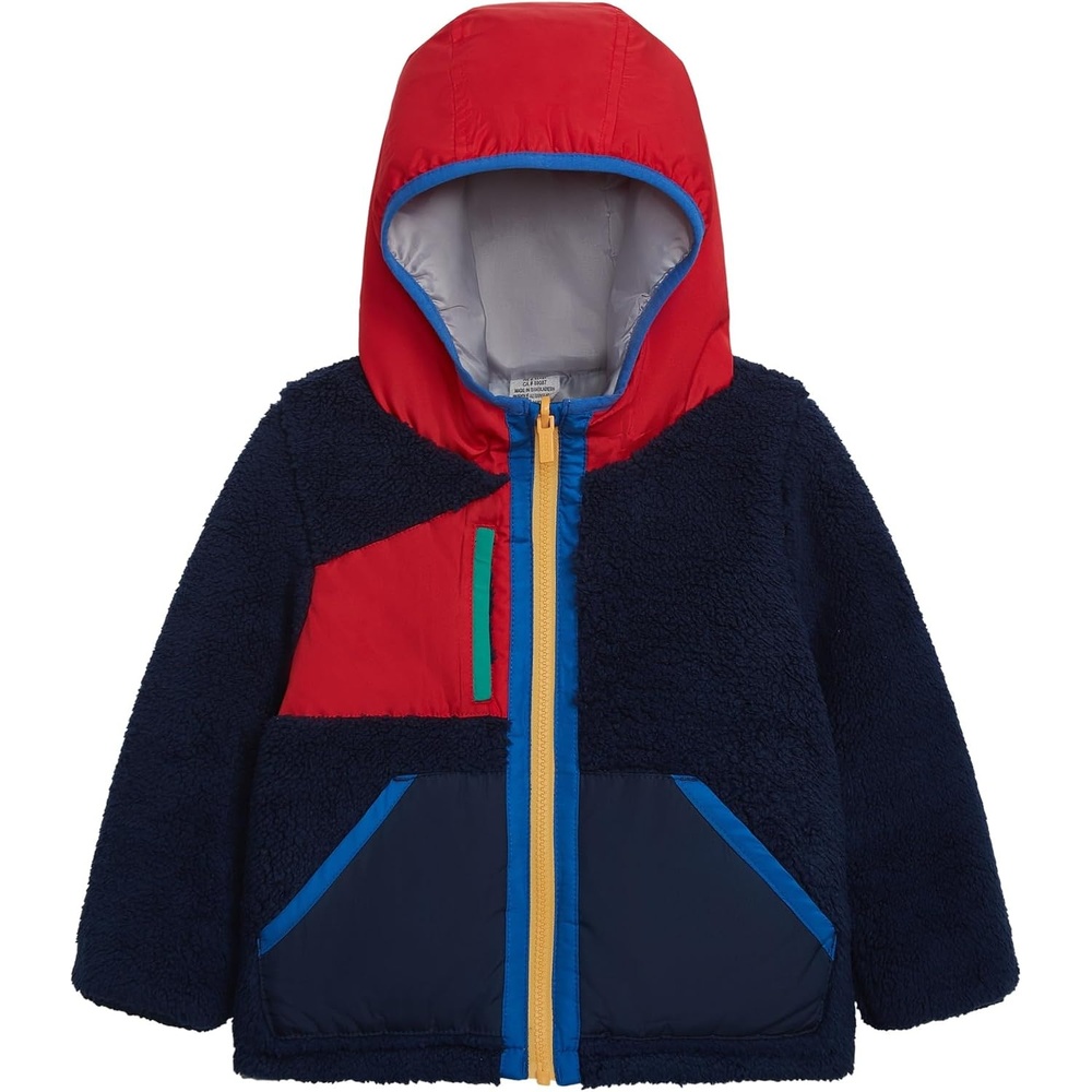 image:imageCarters Baby Boys Midweight Reversible SherpatoPoly Hooded JacketNavy