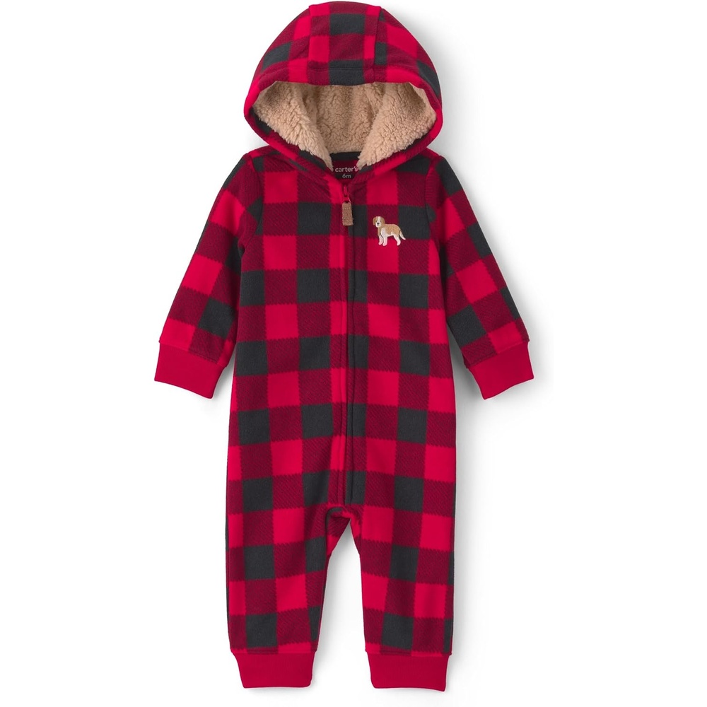 image:imageCarters Baby Boys Onepiece JumpsuitRed Black Buffalo Check