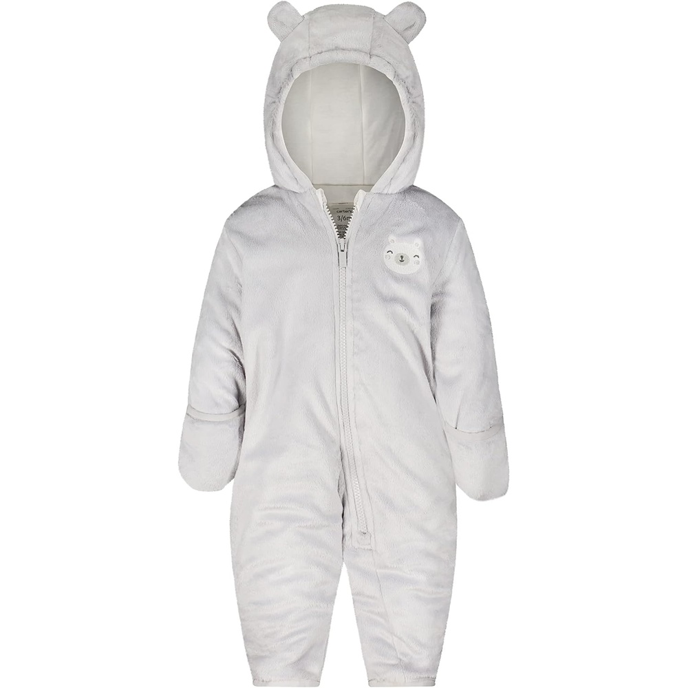 image:imageCarters Baby Boys Pram Style Water Resistant One Piece Winter Snowsuit With EarsGrey
