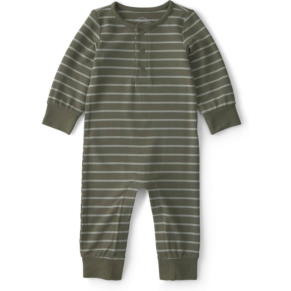 image:imageCarters Baby Boys Purely Soft JumpsuitGreen Stripe
