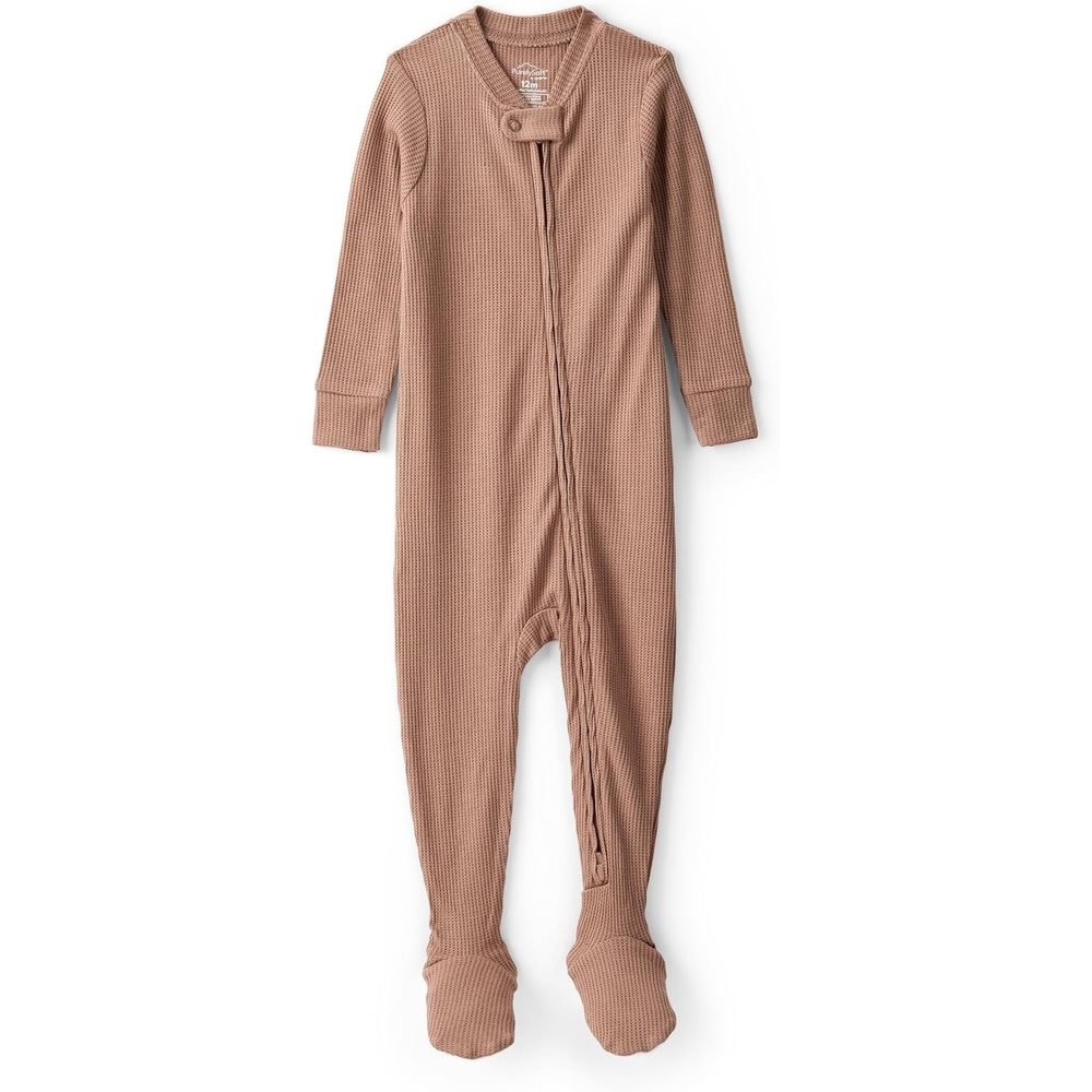 image:imageCarters Baby Boys Purelysoft Longsleeve 2way Zip PajamasBrown Solid