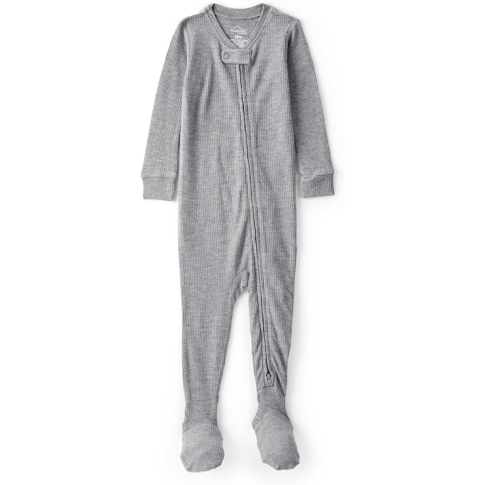 image:imageCarters Baby Boys Purelysoft Longsleeve 2way Zip PajamasGray Solid