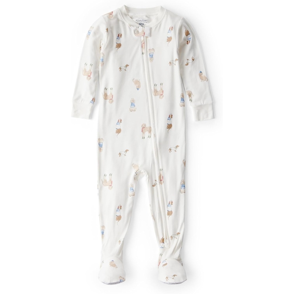 image:imageCarters Baby Boys Purelysoft Longsleeve 2way Zip PajamasWinter Dog