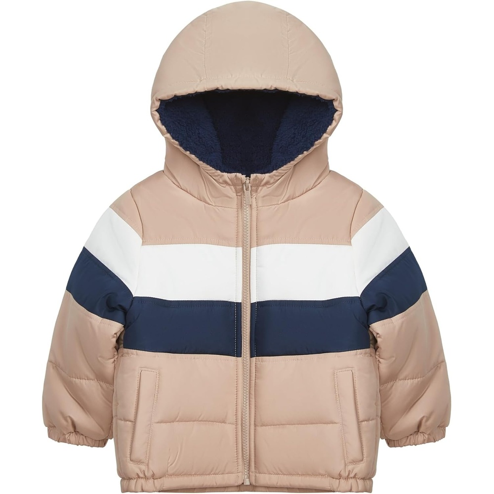 image:imageCarters Baby Boys Sherpalined Heavyweight Hooded Puffer JacketKhaki