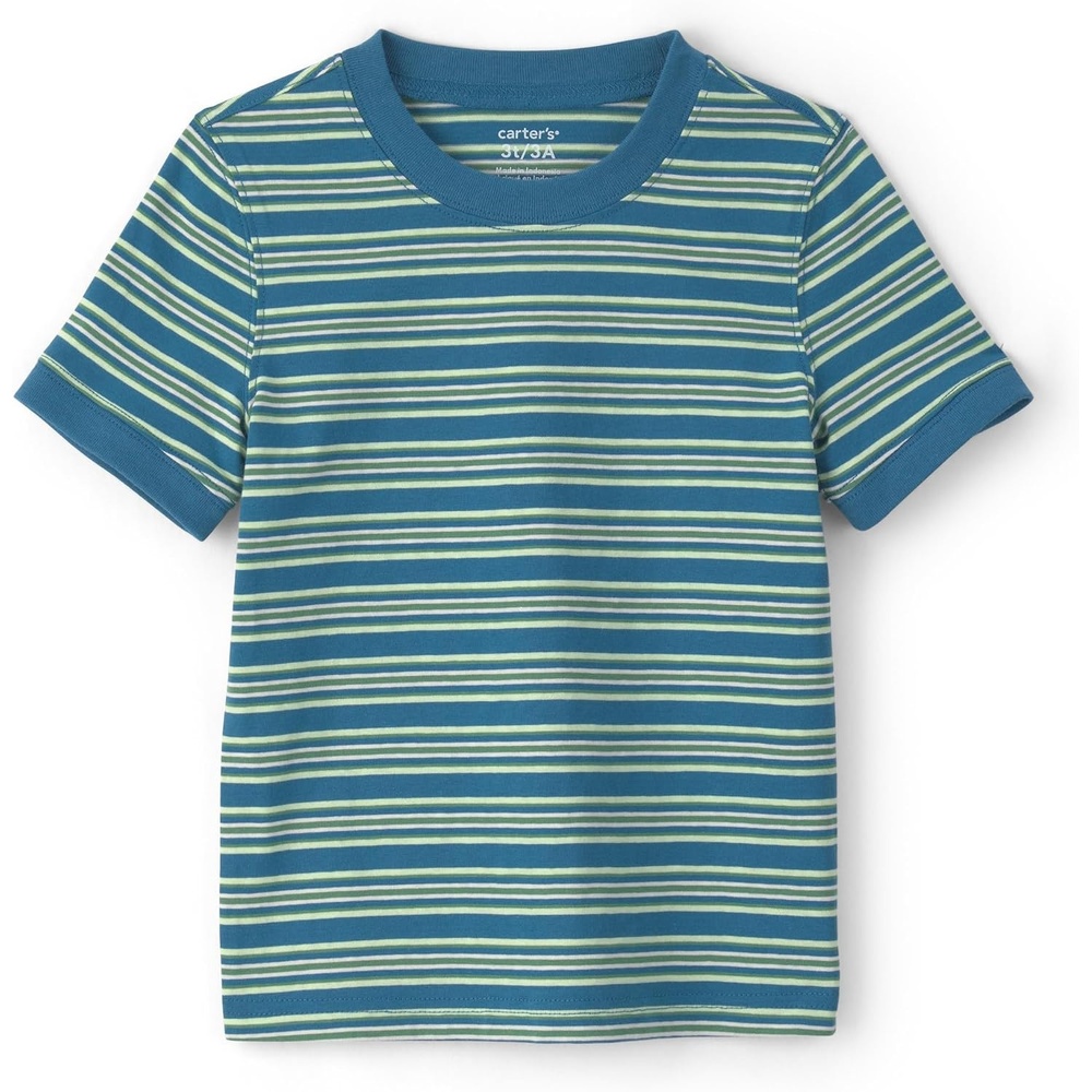 image:imageCarters Baby Boys ShortSleeve Graphic Tee ShirtBlue and Green Stripe