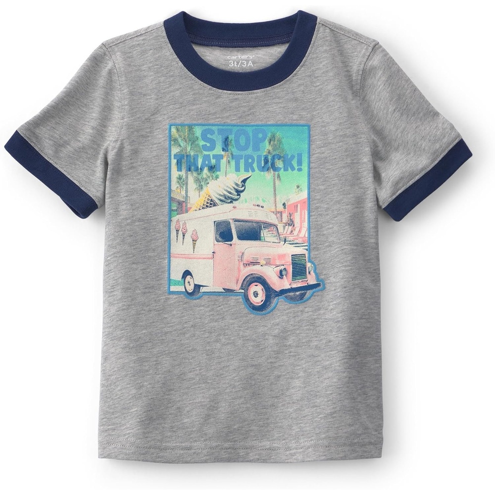 image:imageCarters Baby Boys ShortSleeve Graphic Tee ShirtGray Icecream Truck