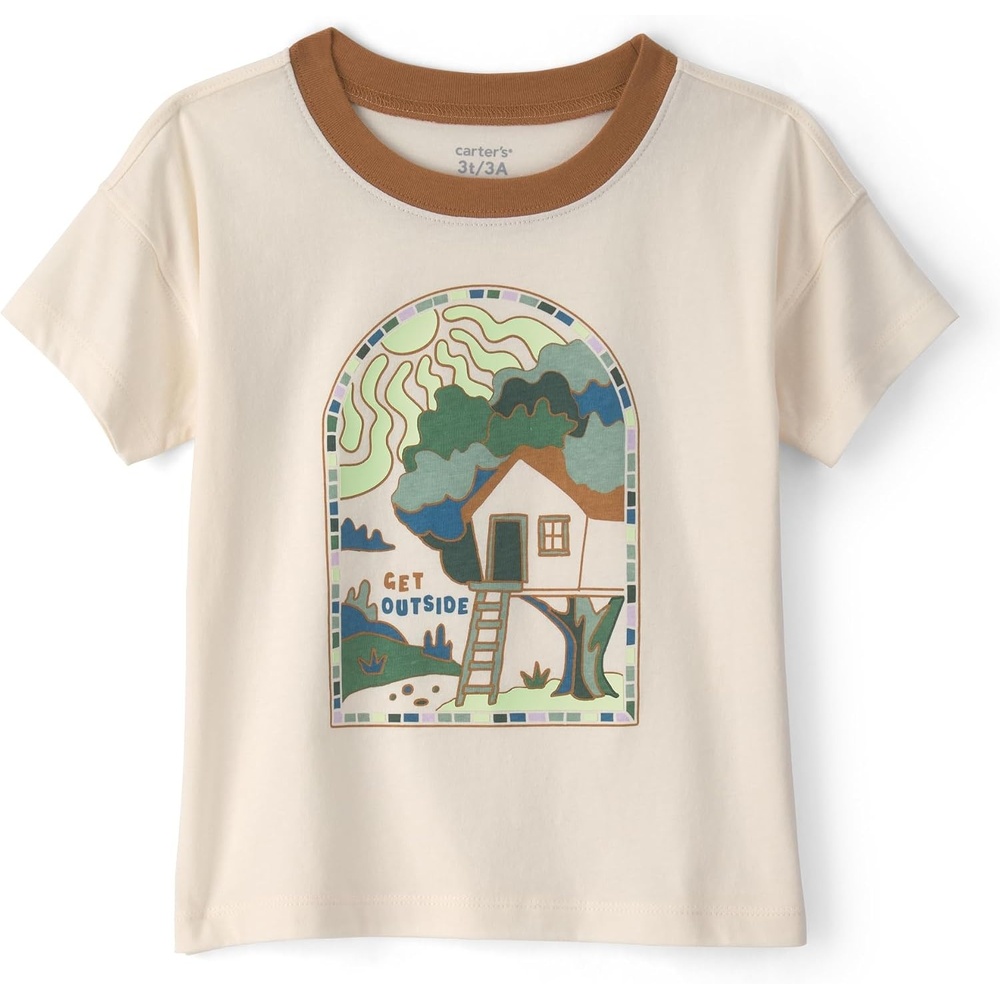 image:imageCarters Baby Boys ShortSleeve Graphic Tee ShirtWhite Cream