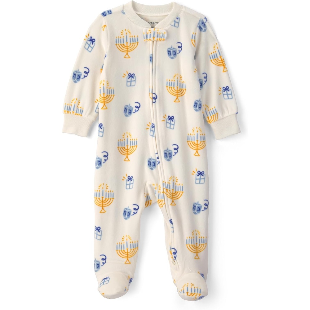 image:imageCarters Baby Fleece Holiday Sleep and PlayCream Hanukkah